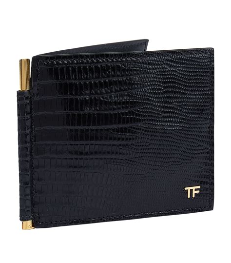 Lizard money clip wallet in Black Precious Skins 